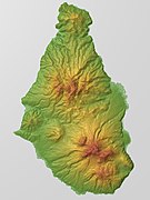 島の地形図、本火山は下