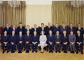 Elizabeth II, Queen of New Zealand, with her Cabinet, a subcommittee of the Executive Council, 1981