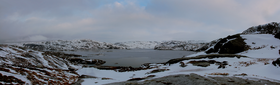 Vista do lago Løkjelsvatnet em Etne