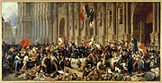 French Revolution of 1848: Republican riots force King Louis-Philippe to abdicate