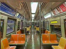 Interior of R46 subway car