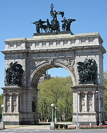 The Soldiers' and Sailors' Arch in New York City, built in 1889–1892 to commemorate the United States' victory over the Confederate Rebellion