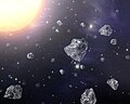 Artist's conception of a multitude of tiny diamonds next to a hot star