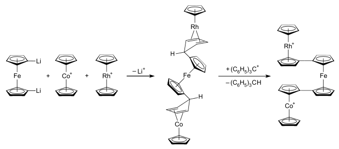 Sintesis kation 1-kobaltosenil-1'-rodosenilferosena, suatu contoh termetalosena