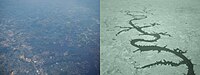 Visible and infrared (900 nm LP) aerial photography of Old Hickory Lake, Tennessee. Taken from a passenger airplane within seconds apart using a Sony H-9 Digital camera.