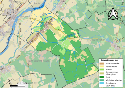 Carte des infrastructures et de l'occupation des sols de la commune en 2018 (CLC).