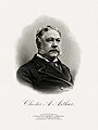Image 4 Chester A. Arthur Engraving: Bureau of Engraving and Printing; restoration: Andrew Shiva Chester A. Arthur (October 5, 1829 – November 18, 1886) was an American attorney and politician who served as the 21st President of the United States from 1881 to 1885. Born in Vermont and raised in upstate New York, Arthur practiced law in New York City before serving as a quartermaster general in the Civil War. He became active in the Republican party after the war, was elected vice president on the ticket of President James A. Garfield, and assumed the presidency upon Garfield's assassination six months into his presidency. He effected a reform of the civil service during his presidency, as well as navy reform and an act to prohibit immigration by Chinese laborers and deny citizenship to those already in the US. Due to his poor health, Arthur did not seek a second term. More selected pictures