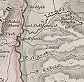 The area in 1858; the area of Menahemia was known as el-Bukaa Medhami, which was south of al-'Ubaydiyya, west of al-Dalhamiyya, and north of Jisr el-Majami