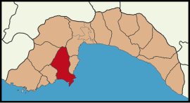 Map showing Kumluca District in Antalya Province