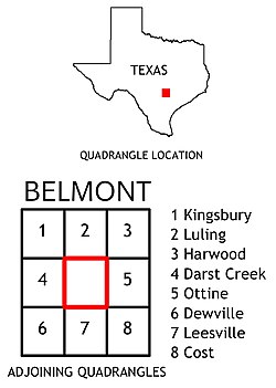 Belmont is south of Kingsbury-Luling