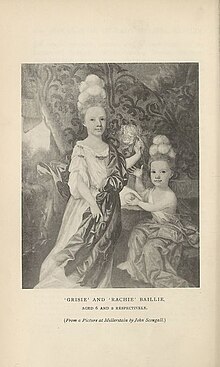 Black and white image of two young girls in classical dress