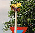 Bilingual sign in Grootfontein: Goethe St(reet) Gaussstr(aße)