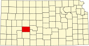 Map of Kansas highlighting Hodgeman County