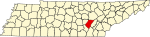 State map highlighting Bledsoe County