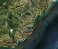 Image 17Satellite view of Monaco, with the France–Monaco border shown in yellow (from Monaco)