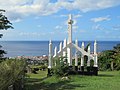 Morne Bruce Cross, with town of Roseau below