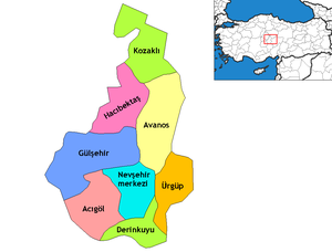 Mapa da Província de Nevşehir