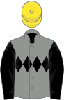 Grey, black triple diamond and sleeves, yellow cap