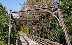 Bridge on the Works site, crossing French Creek (once carrying a spur from the Pickering Valley Railroad), constructed with Phoenix columns. 40°08′08.4″N 75°31′03″W﻿ / ﻿40.135667°N 75.51750°W﻿ / 40.135667; -75.51750﻿ (Phoenix Column Truss Bridge)