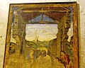 Compárese el entorno arquitectónico que caracteriza las Adoraciones de Perugino con el del fresco del mismo tema de Paolo de San Leocadio en la catedral de Valencia, fechable en 1472.