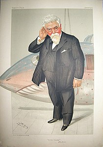 Sir Hiram Maxim (1840–1916) caricature by Spy for Vanity Fair, 1904