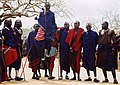 Image 35Maasai wearing traditional clothes named Matavuvale while performing Adumu, a traditional dance (from Culture of Africa)