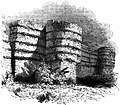 Die Ruine des Kastell Gariannonum, Stich aus dem Jahr 1845, gut zu erkennen sind die für spätantike Bauten typischen Ziegelbänder