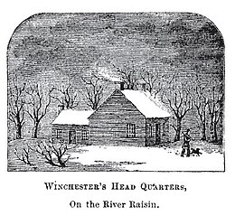 a drawing of the outside of a multi-room log cabin during winter