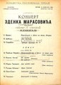 Програм концерта Зденка Марасовића, који се одржао у Задужбини Илије М. Коларца, 1953. године.