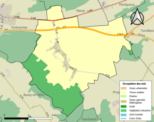 Carte en couleurs présentant l'occupation des sols.