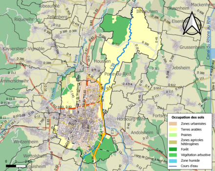 Carte en couleurs présentant l'occupation des sols.