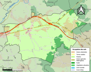 Carte en couleurs présentant l'occupation des sols.