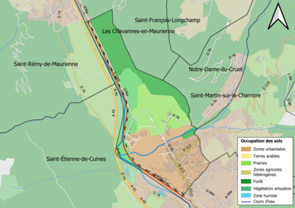 Carte en couleurs présentant l'occupation des sols.