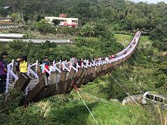 Vue d'ensemble du pont suspendu de Baishihu.