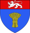 Blasonnement : D'azur à la gerbe d’or ; au chef cousu de gueules chargé d’un lion léopardé d’argent.