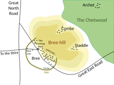 Placenames of Bree-land, with the villages of Bree, Combe, Staddle, and Archet in the Chetwood, that Tolkien meant to sound and feel Celtic.[60]