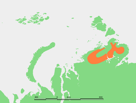 Примерное расположение гор Бырранга на полуострове Таймыр.