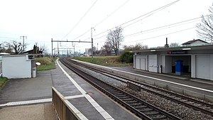 Double-track railway line with side platforms