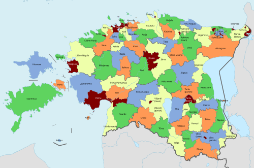 Mapa estonskih općina nakon administrativne reforme 2017. godine.