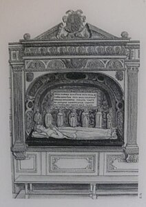 Tombeau d'Anne de Bourgogne au couvent des Célestins de Paris, dessin de François Roger de Gaignières.