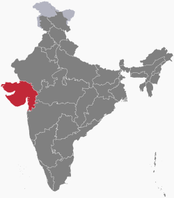 Location of Gujarat in India