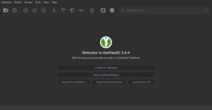 Windows 10'da KeePassXC 2.6.6 ana menüsü