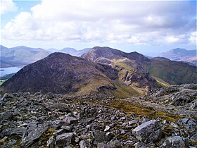 Letterbreckaun behind Knocknahillion, viewed from Binn idir an dá Log