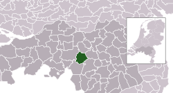 Highlighted position of Oisterwijk in a municipal map of North Brabant