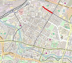 Chocimska street highlighted on a map