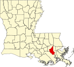 State map highlighting St. Charles Parish