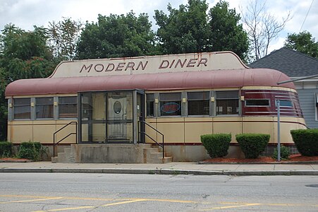 The Modern Diner in Pawtucket, Rhode Island (1940) is modeled after streamlined railroad car.