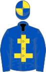 Royal blue, yellow cross of Lorraine, quartered cap