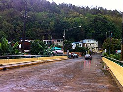 Bridge over Río Grande in Jayuya (PR 141R), entrance to barrio-pueblo on the left
