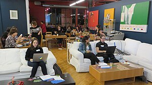 PyLadies of Montreal at a 2015 GitHub party.